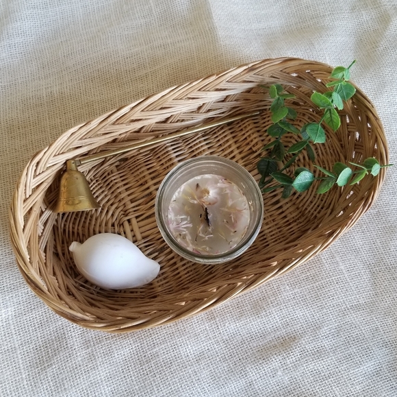 Vintage Boho Rattan Wicker Oval Tray Decor Basket